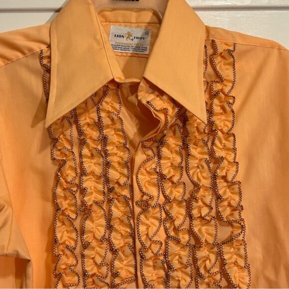 Vintage Lion of Troy Mens Ruffle Bib Tuxedo Button Down Shirt 16/35 - Picture 4 of 9